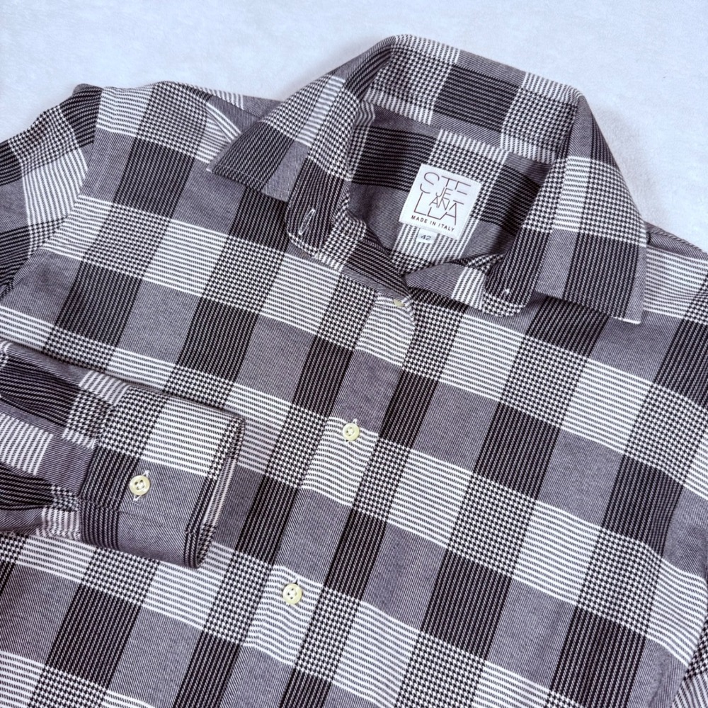 Stella Jean Women Button Down Shirt Made in Italy Size 42-US 6 Plaid Check‎